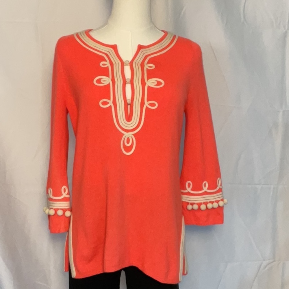 Calypso cashmere sweater w/pom pom detailing size xs